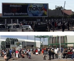 Report Cover Photo: Crowds mob South African-owned Makro and Jaggers and strip shelves bare in Harare during “Operation Slash Prices” in July 2007