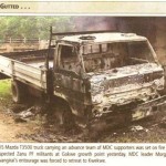 Truck carrying MDC supporters set on fire by suspected Zanu PF militants