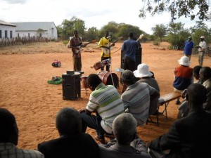 Youth Band playing at a COPAC meeting - rural Matabeleland